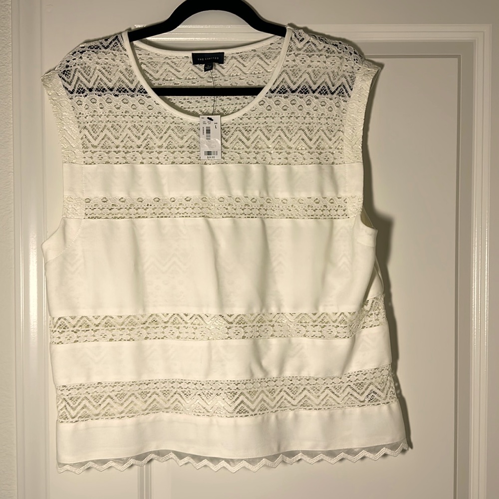 The Limited cream,Ivory lace sleeveless blouse size large